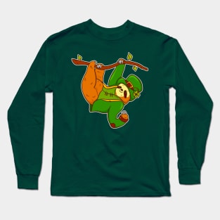 Funny St.Patrick's Day Sloth Leprechaun Long Sleeve T-Shirt